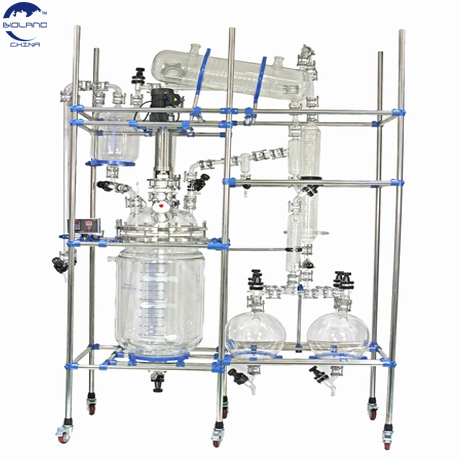 100l double layer pyrex glass chemical reactor