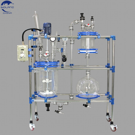 50L chemical fractionation distillation column glass reactor for strong acid alkali