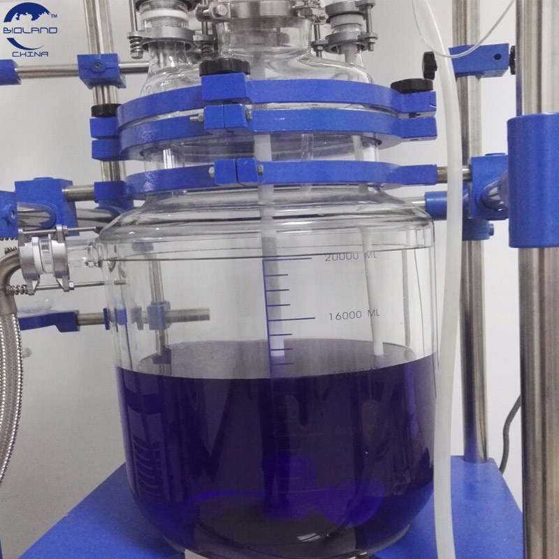 50L jacketed Glass Solid phase catalytic synthesis reactor for chemicals industry